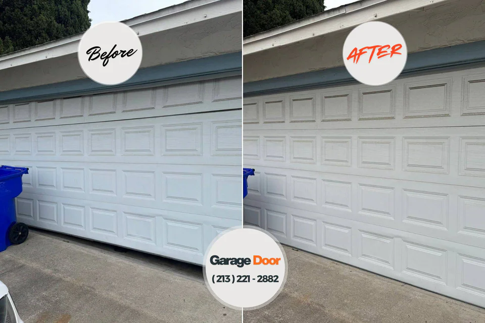 Before and after: garage door repair Poquonock Bridge, CT